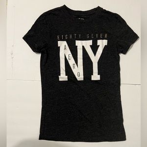 Aeropostale Classic Crew Dark Gray Short Sleeve T-shirt Logo Size Small